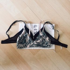 Mesh trim colorblock & palm triangle bralettes